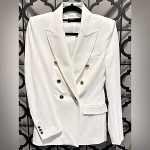 Zara Chic White Double-Breasted Blazer Lined